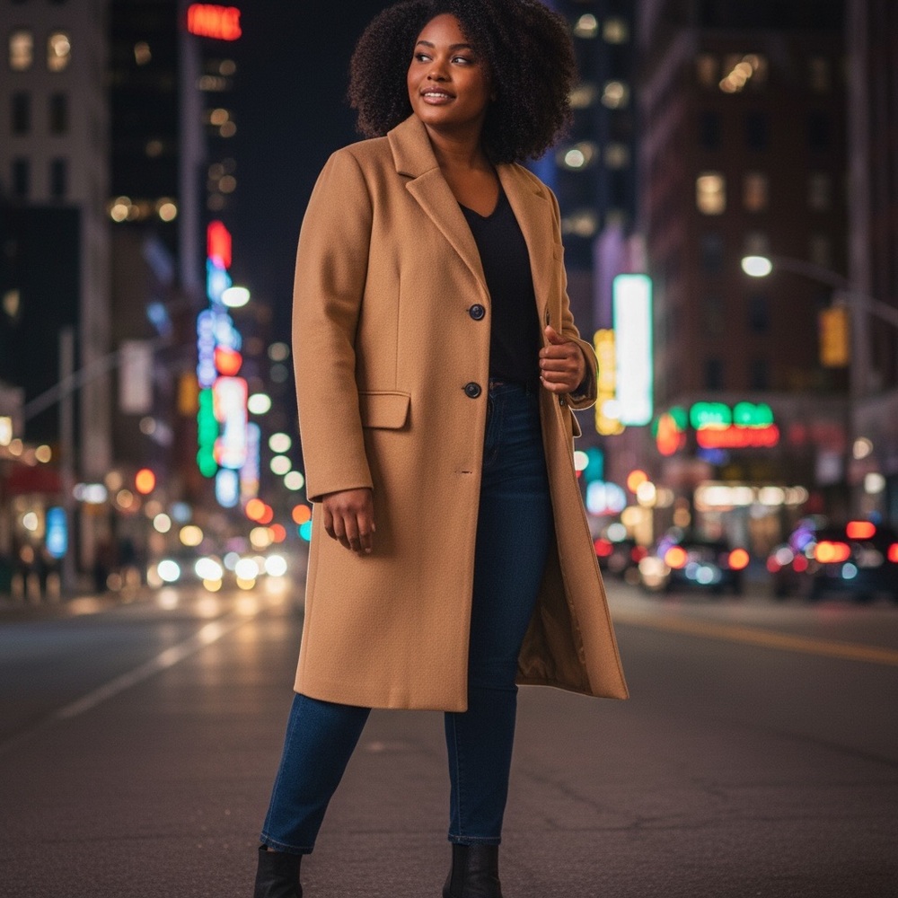 Michaels Kors Wool Blend Tan Peacoat with Lining and Pockets XXL